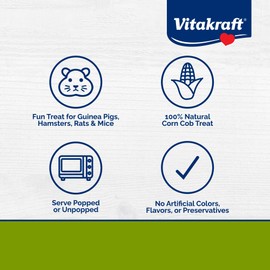Vitakraft Mini Pops Treat for Small Animals - 100% Real Corn Cob - Supports Healthy Teeth - 6 oz