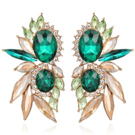 Canboer Vintage Rhinestone Statement Earrings Retro Fancy Crystal Cluster Drop Dangle Earrings for Women Prom