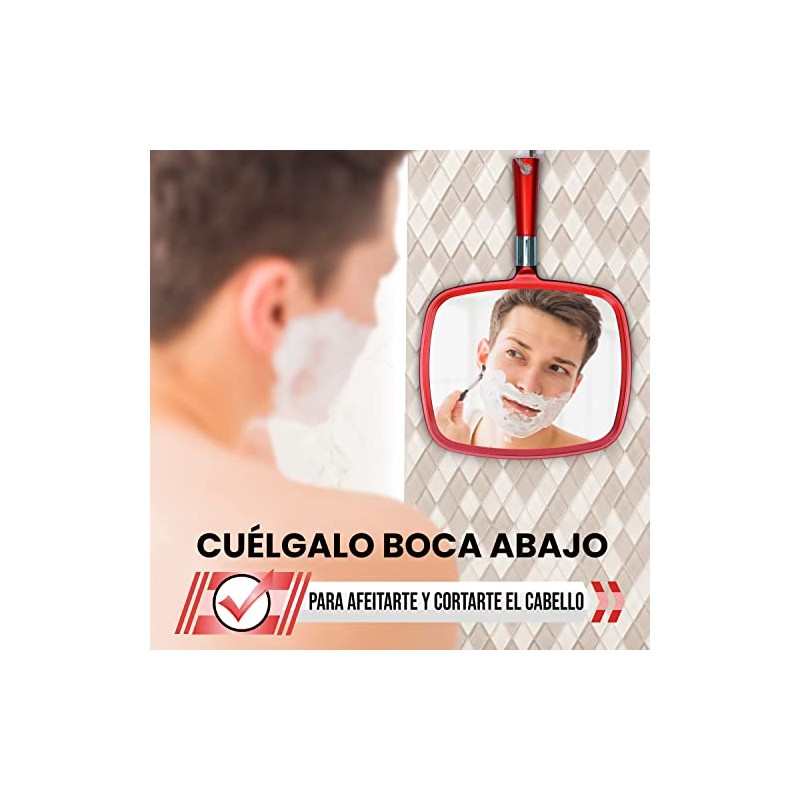 Mirrorvana Espejo de Mano Grande y cómodo con asa, Modelo