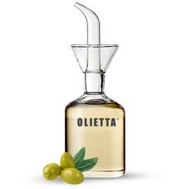 Olietta Olive Oil Dispenser Bottle Borosilicate Glass - 4.2 oz 125ml Non Drip Dispenser - Leak Proof Pourer Vinegar Drizzler Cruet - Easy Clean Drip Free Bottles for Kitchen