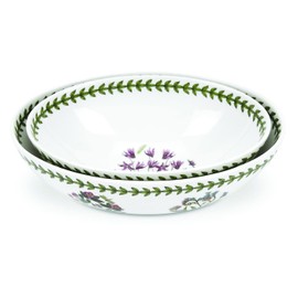 Portmeirion Botanic Garden Nested Bowls (2-Piece), Cyclamen & Daisy Motif - Fine Porcelain, Chip-Resistant - Dishwasher, Microwave, Freezer, Oven Safe - Made in England