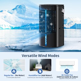 Portable Air Conditioners, 32 oz Mini Ac Misting Fan With 3 Wind Speed & 2 Cooling Spray, Oscillating/Timer/Colorful Light Small Personal Evaporative Air Cooler For Room, Office, Outdoor