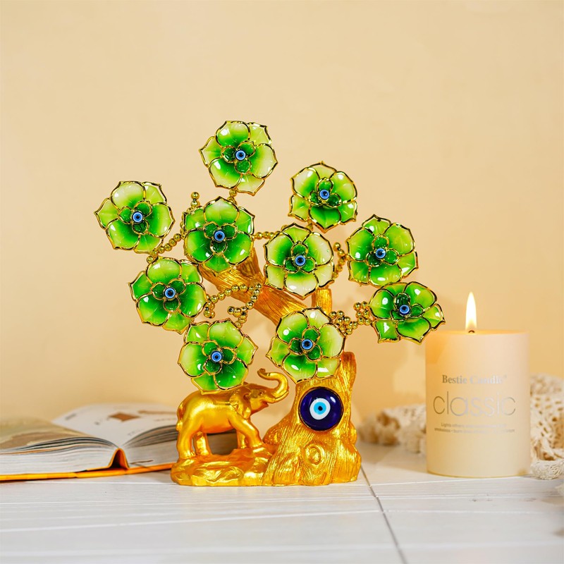YU FENG Turkish Blue Evil Eye Gold Fortune Tree with