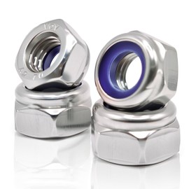 M4 x 0.7mm Nylon Insert Lock Nuts (100pcs) DIN 985 Locknuts 304 Stainless Steel Metric Thread Hex Nylock Nuts Reusable Anti-Loose Corrosion-Resistant for RC Models Machinery DIY