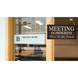 Chuniff 1 Piece Meeting in Progress Please Do Not Disturb Door Sign, Welcome Please Knock Double Sided Sign for Business, Meeting Room Sign for Office