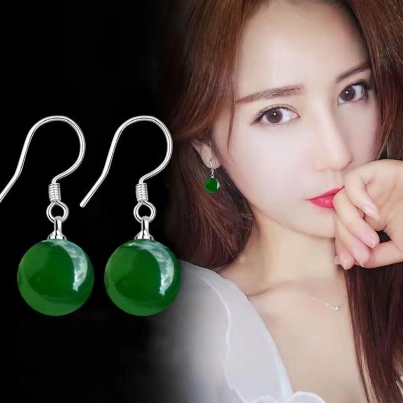 fivihoc® Silver S925 Prosperity Protection Stone Dark Green Jade Ball