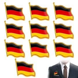 Pack of 10 Germany Pins, Germany Flag Pin for Clothing, Collar, 25 x 20 mm, Metal