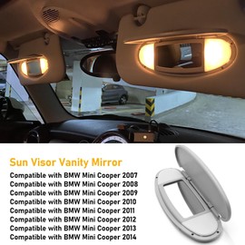 Abodvu Compatible with 2007-2014 Mini Cooper Sun Visor Vanity Mirror Cover,Front Visor Illuminated Mirror Cover Replacement R55/56/60 for Left/Right,1PCS Sun Visor Makeup Mirror Buckle Cover,Gray