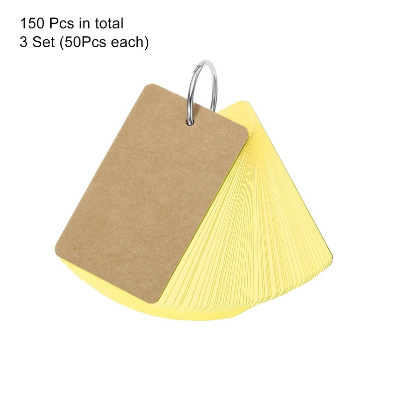 PATIKIL 3.5" x 2" Blank Flash Cards with Rings, 150