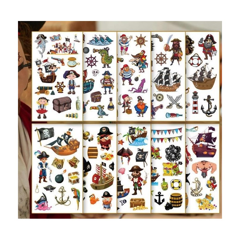 Etiqueta Engomada Del Tatuaje Del Pirata De La Historieta Etiqueta