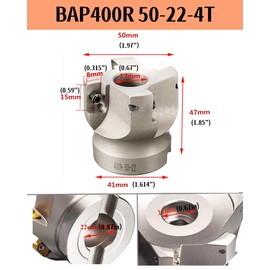 GBJ GBJ 10pcs APMT1604PDER-DP Milling Carbide Inserts with CNC Face Mill Arbor End Mill Shell Cutter 1.97in Cutting Diameter BAP400R-50-22-4T for FaceI Side Shoulder Milling Steel Cutting