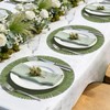 6 Pack Sage Green Round Burlap Placemats 15 Inch Boho