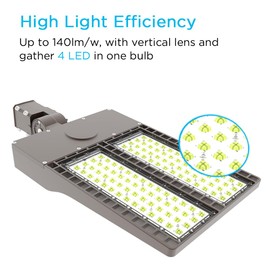 300W LED Parking Lot Light with Adjustable Slip Fitter Mount LED Shoebox Light Without Dusk to Dawn Photocell ETL Certified 100~277 V 5000K 42000LM Dark Bronze 1PACK