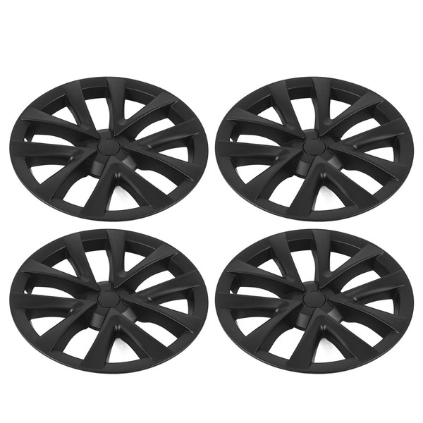 18 Inch Wheel Hub Cap for Model S Plaid Style PP Full Protection 4pcs Wheel Rim Cap for Model 3 2017 to 2023 (Matte Black)