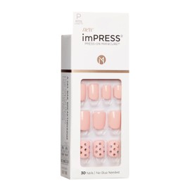 imPRESS KISS imPRESS No Glue Mani Press On Nails, Design, 'Petite Secrets', Pink, Petite Size, Squoval Shape, Includes 30 Nails, Prep Pad, Instructions Sheet, 1 Manicure Stick, 1 Mini File