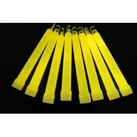 DirectGlow 6 inch 15mm Premium Glow Sticks with Lanyards 12+ Hour Glow (Yellow, 6 Count)