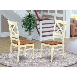 East West Furniture QUC WHI W Quincy dining room chairs Wooden Seat and Buttermilk Solid wood Structure dining chair set of 2