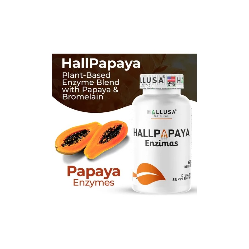 Hallusa Papaya Enzyme Enzimas Digestivas 60 Tabletas