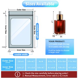 Paquete de 100 bolsas a prueba de olores, bolsa de embalaje holográfica Mylar resellable con ventana transparente para almacenamiento de alimentos, joyas, almacenamiento electrónico de pestañas
