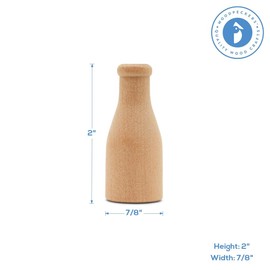 Wooden Milk Bottle, 2 inch, Pack of 10, Small Unfinished Cargo Drums, Perfect for Miniatures, Scale Models, Mini Train Making or Woodworking Craft Projects, by Woodpeckers