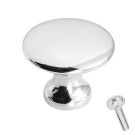 Decoranddecor Calico Kitchen Cabinet Knobs 32mm Diameter Minimal Round Design Polished Chrome
