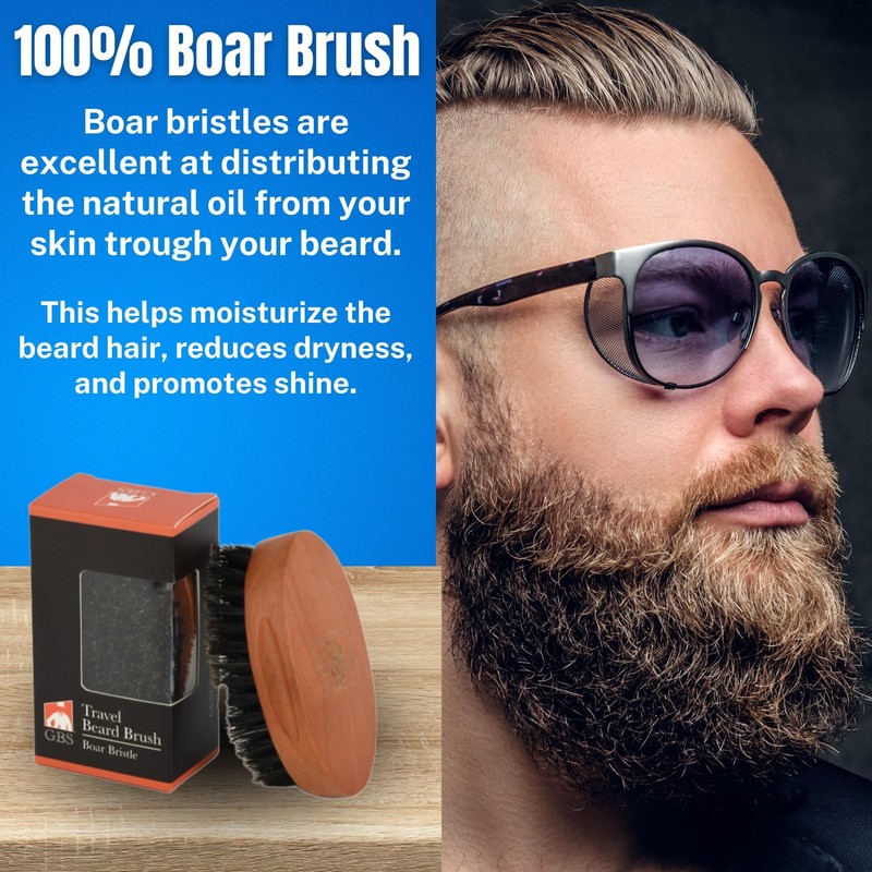 GENTS Beard Brush for Men - Premium Boar Bristle Brush