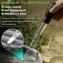 Tpocikd 2pcs Plants Water Tray Water Absorber,Watering Trays Plant Water Cleaner Sucker with Cleaning Brush and Bracket,for Water Pot Plants Water Pump Water Trays Plant Pots Accessories