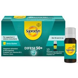 Supradyn Difese 50+ Multivitamin Supplement with Vitamin B12, Zinc, Vitamin B3 (Niacin) and Probiotics for the Immune Defenses of Adults 50+, 10 Caramel Flavor Vials