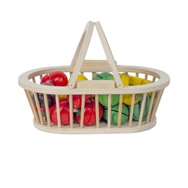 TEACH PLAY | Juguete de Madera Canasta de Frutas para niños de 3 años en adelante | Ideal para Edad Preescolar | 21 Piezas | Canasta de Frutas