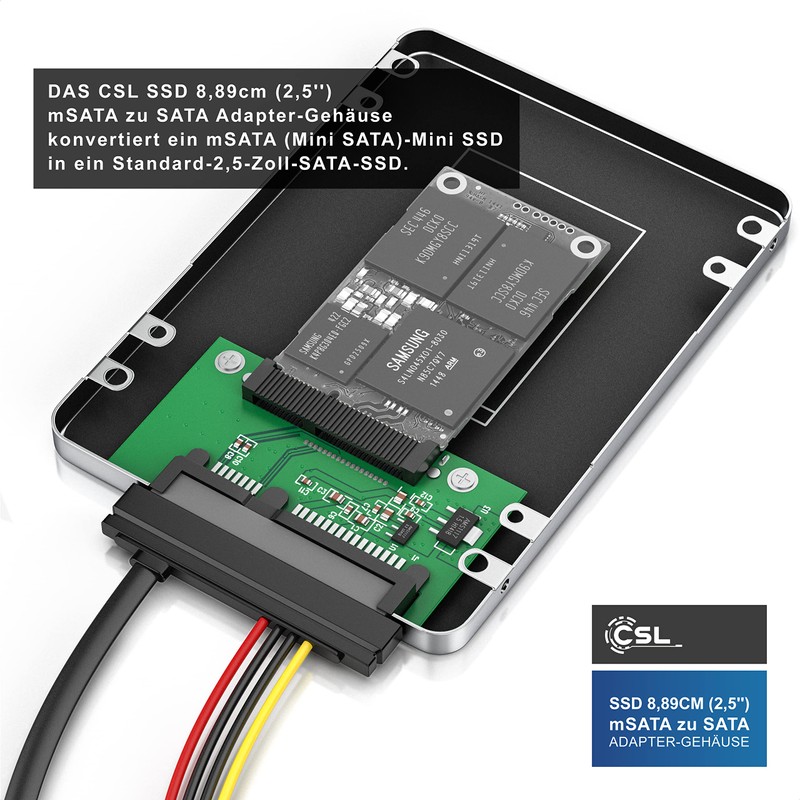 CSL Hard Drive Enclosure SSD 8.89 cm (2.5 Inch) mSATA
