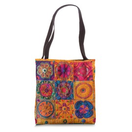 Vintage Boho Mandala Patchwork Tote Bag