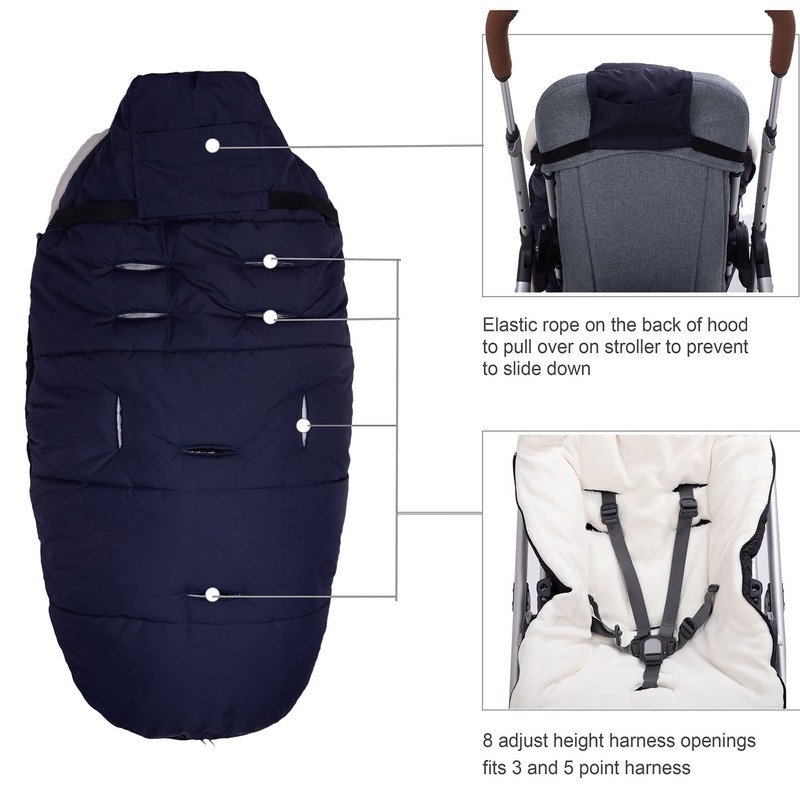 KZ Dotnz Universal Stroller Footmuff with Adjustable Zips, Soft Hood,