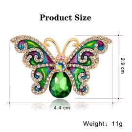 DSADKI Broche de mariposa de varios estilos – Broche de vidrio multicolor con diamantes de imitación en forma de mariposa, broches de decoración para mujeres y niñas, Metal, estrás