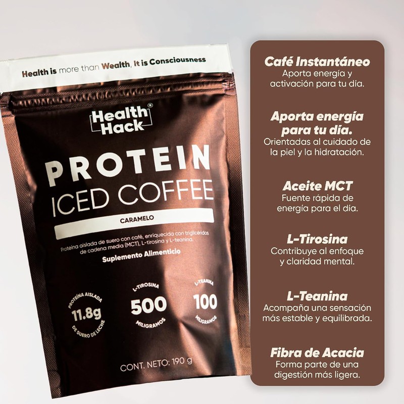 Proteína Whey Iced Coffee en Polvo Sin Azúcar Caramelo 190g