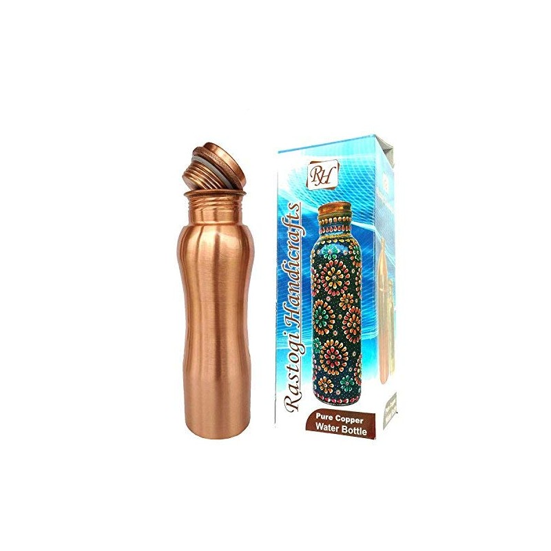 Rastogi Handicrafts Pure copper Joint Less Plain Bottle New Shape