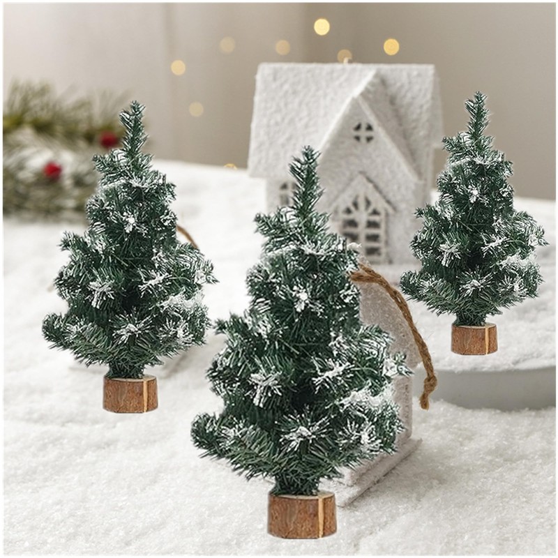 Jylucky 6PCS Tabletop Mini Christmas Tree, Snow Artificial Christmas Trees