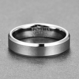 NUNCAD Tungsten Silver / Black / Gold-Plated Ring, 4 mm / 6 mm / 8 mm, Brushed, EU Size 52 to 70, Without Stone