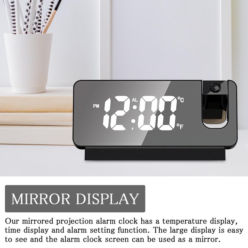 TNSLAND Projection Alarm Clock, Alarm Clock, Radio Alarm Clock with
