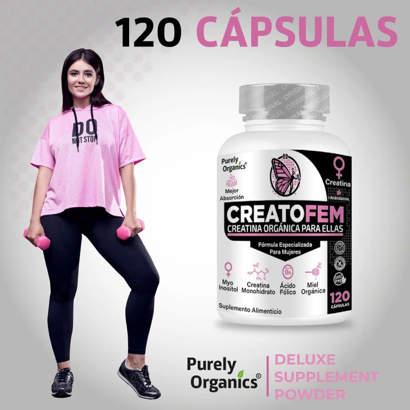 Creatofem Creatina Para Mujeres, Inositol 120 Caps Sabor Cápsulas