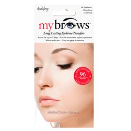 Godefroy MyBrows Long Lasting Eyebrow Transfers, Low Arch, Medium Brown, 48-Pairs of Brows (96 Individual transfers)
