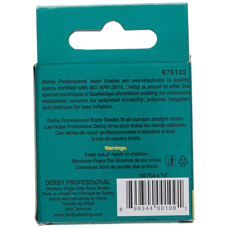 100 Derby Professional Single Edge Razor Blades