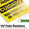 Caution Maintenance In Progress Bilingual Sign, 10x7 Inches, Rust Free