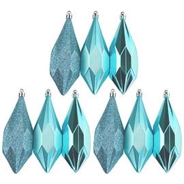 9 Large Geo Ice Blue Christmas Tree Tear Drop 13cm Baubles Decorations