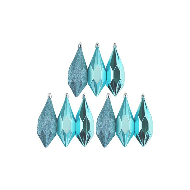 9 Large Geo Ice Blue Christmas Tree Tear Drop 13cm