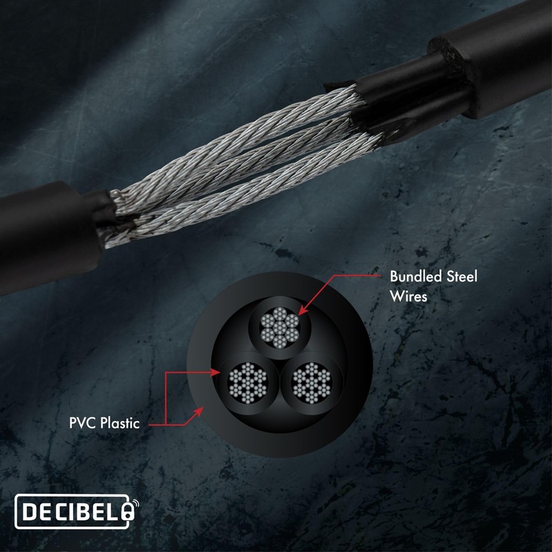 Decibel 3ft Cable Lock with 100dB Alarm, Security Cable and