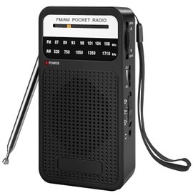 Portable Radio AM FM with Best Reception, Goodes Transistor Radio with Loud Speaker, 2AA Battery Operated, Headphone Jack for Indoor, Outdoor and Emergency Use-Black