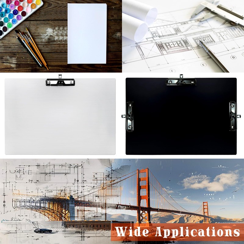 Aluminum 11x17 Clipboard A3 Metal Stainless Hangable Clipboards with 3