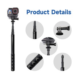 SHOOT Selfie Stick 45.2Inch/115cm Extension Invisible Monopod Compatible for Gopro Hero 12/11/10/9 for Insta 360 Ace pro X3 for DJI Action 4 3 2 for Akaso and Other Action Cameras