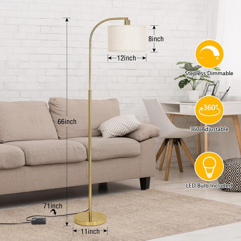 Boncoo LED Floor Lamp Fully Dimmable Modern Standing Lamp Arc