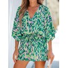 CUPSHE Women's Lace Up Leopard Print Romper Short Sleeves Jumpsuits